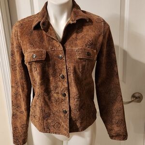 Authentic brand brown suede leather shacket size Medium